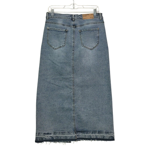 Kensie Jeans The High Rise Midi Skirt Vintage Luxe Blue Denim Casual Classic 10 - Picture 5 of 11